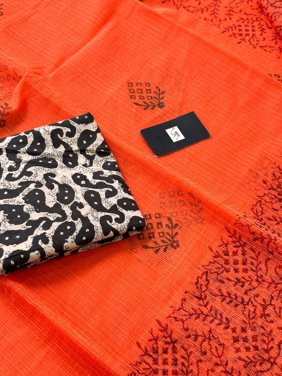 HandBlock Printed Kota Cotton Doria Saree