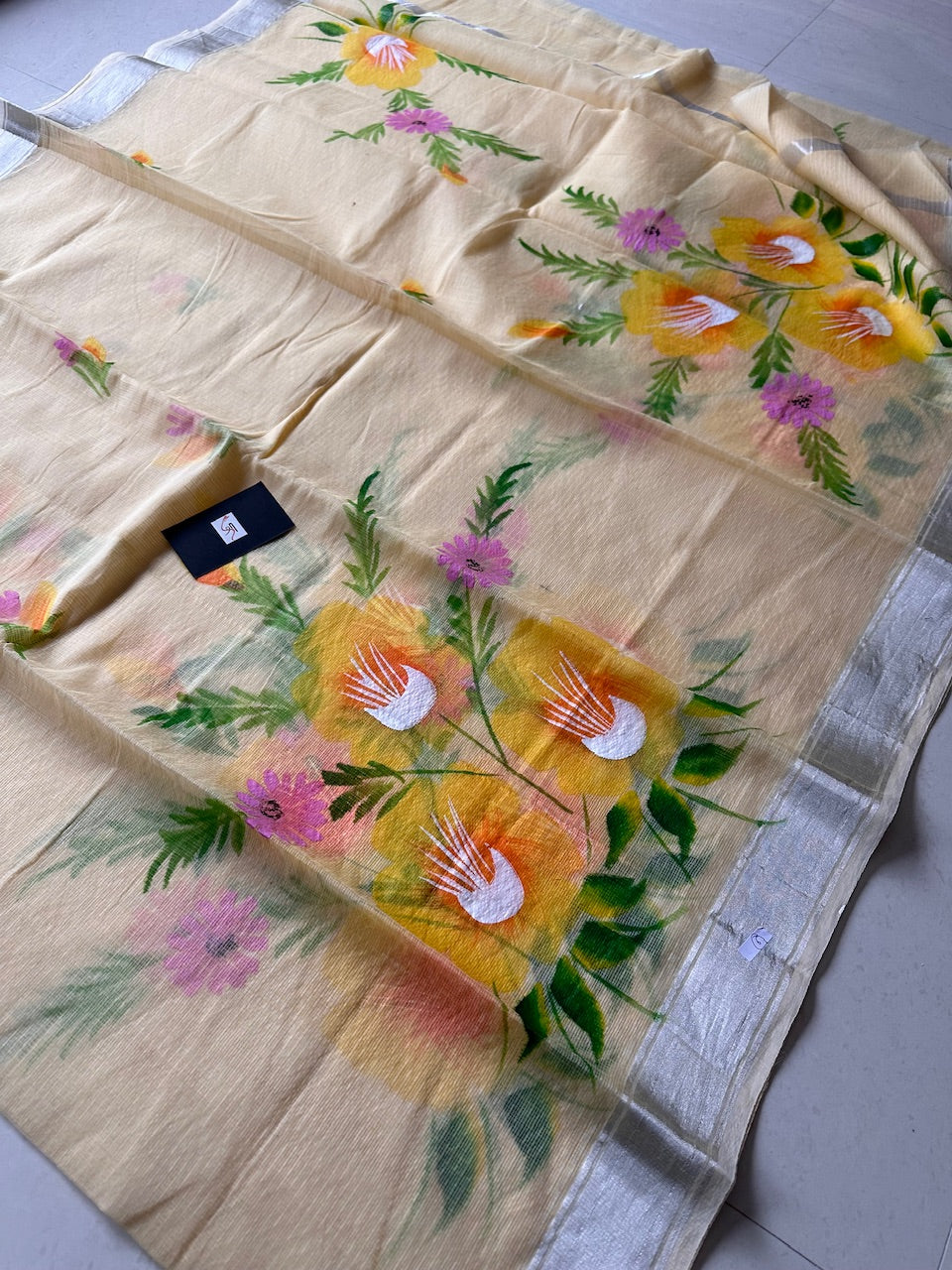 Handpainted Kota Cotton Doria Saree