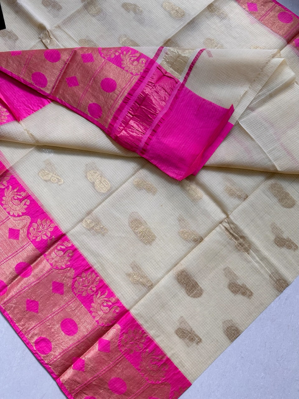 Pure Weaved Kota Cotton Doria Saree