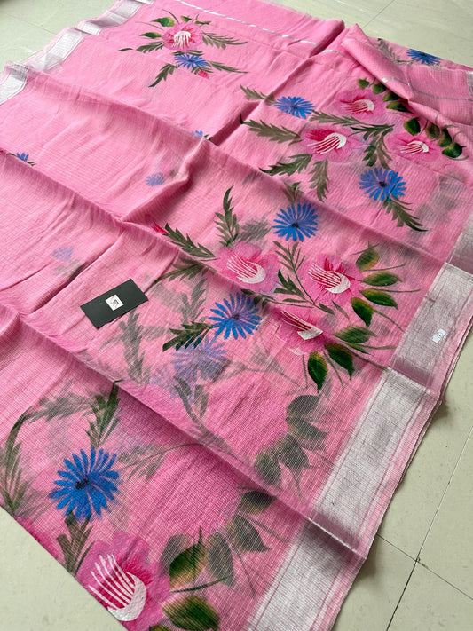 Handpainted Kota Cotton Doria Saree