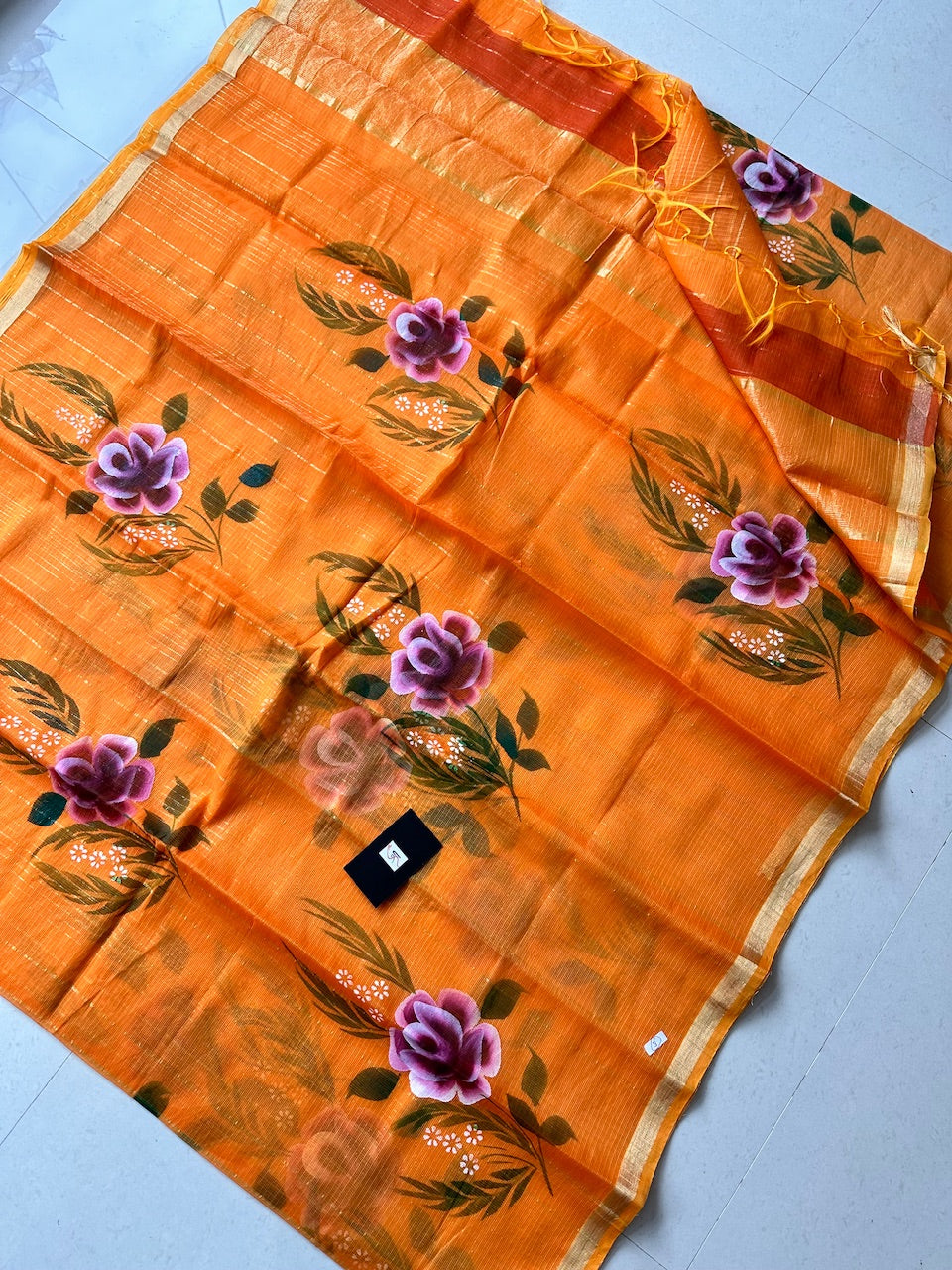 Handpainted Kota Cotton Doria Saree