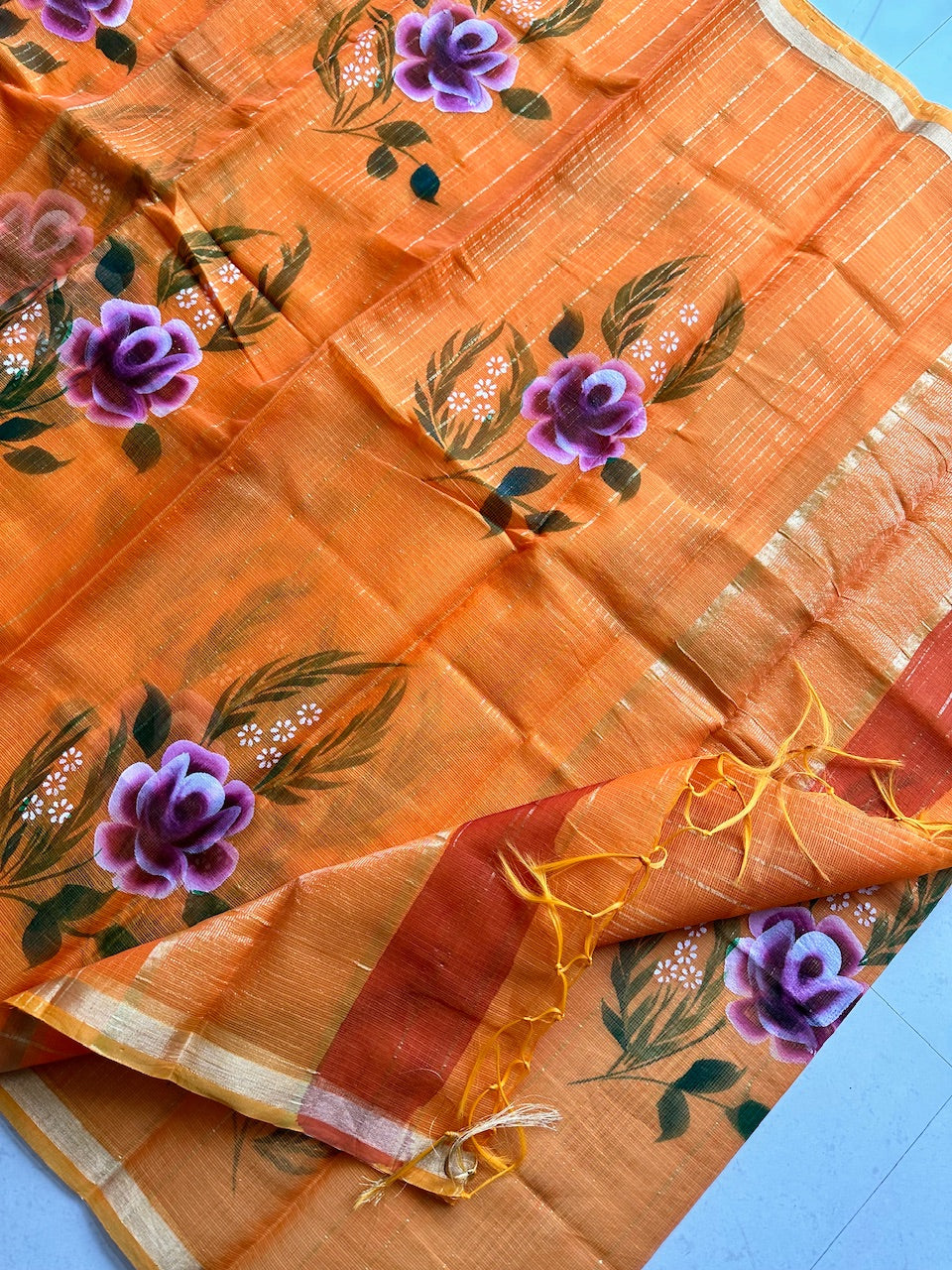 Handpainted Kota Cotton Doria Saree