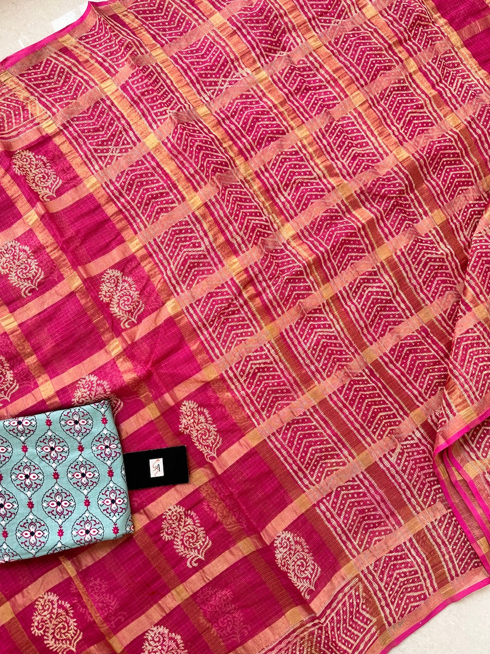 Pure HandBlock Printed Kota Cotton Doria Saree