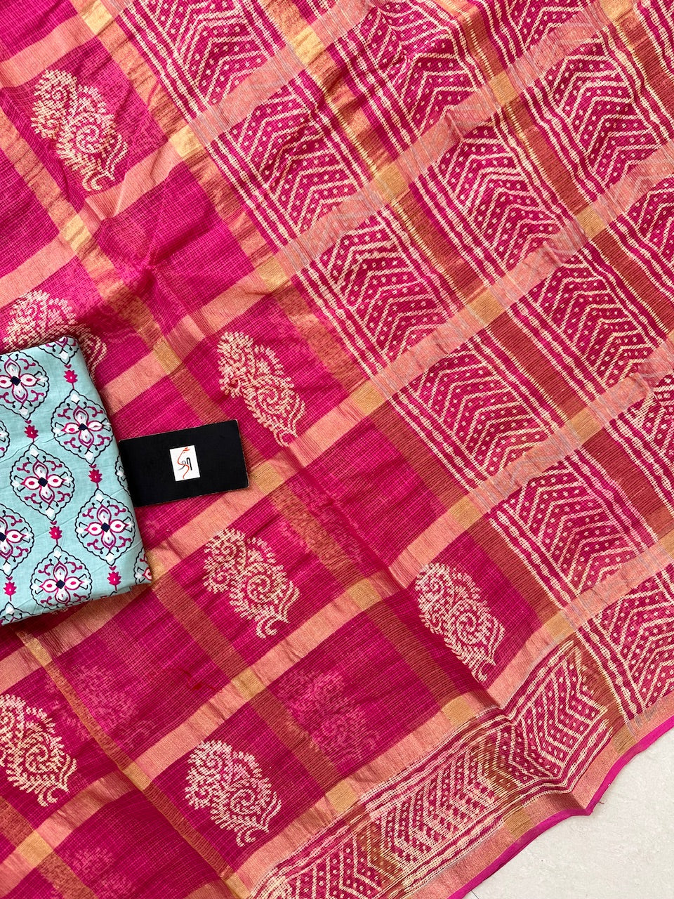 Pure HandBlock Printed Kota Cotton Doria Saree