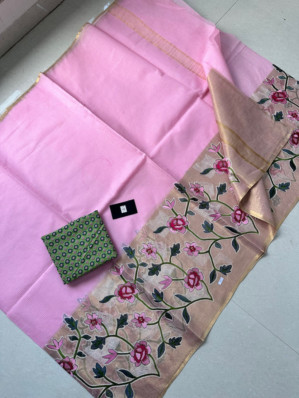 Pure Embroidered Kota Cotton Doria Saree