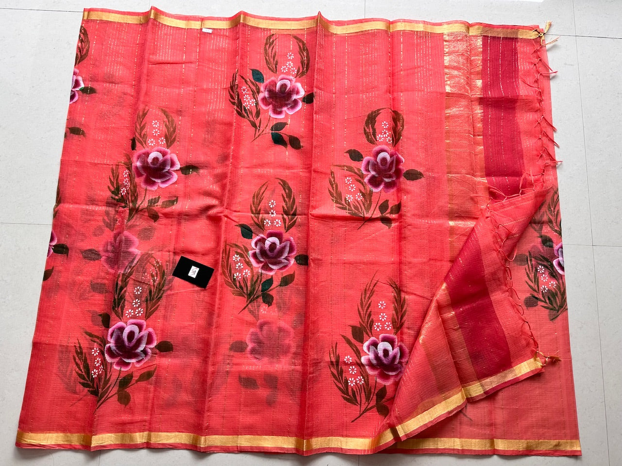 Handpainted Kota Cotton Doria Saree