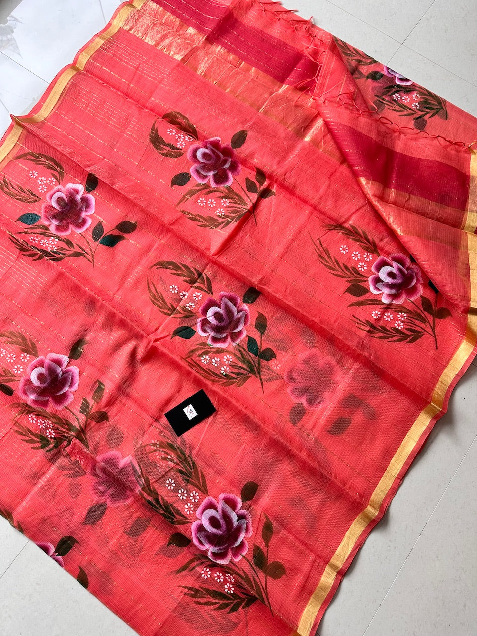 Handpainted Kota Cotton Doria Saree