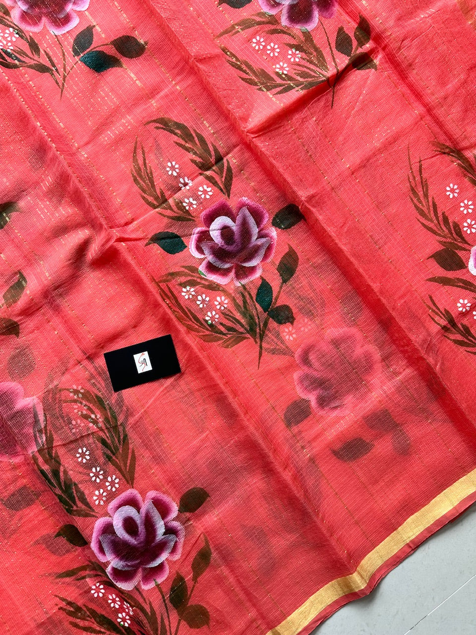 Handpainted Kota Cotton Doria Saree