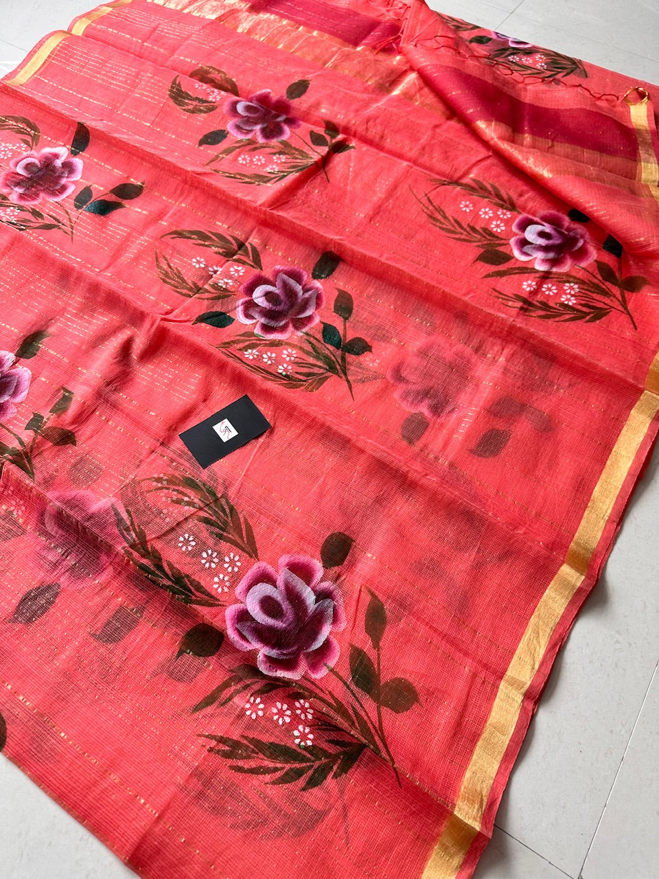 Handpainted Kota Cotton Doria Saree