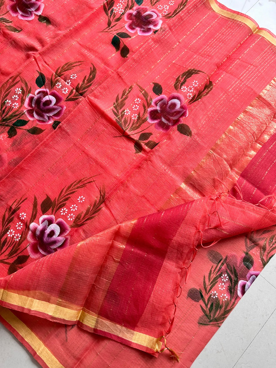 Handpainted Kota Cotton Doria Saree