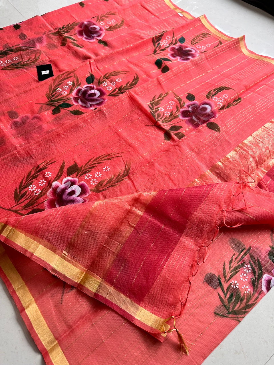 Handpainted Kota Cotton Doria Saree