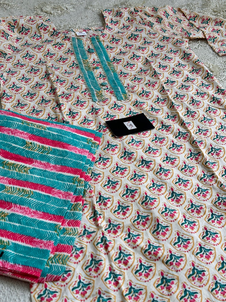 Pure HandBlock Printed Cotton Kurta N Pant Set