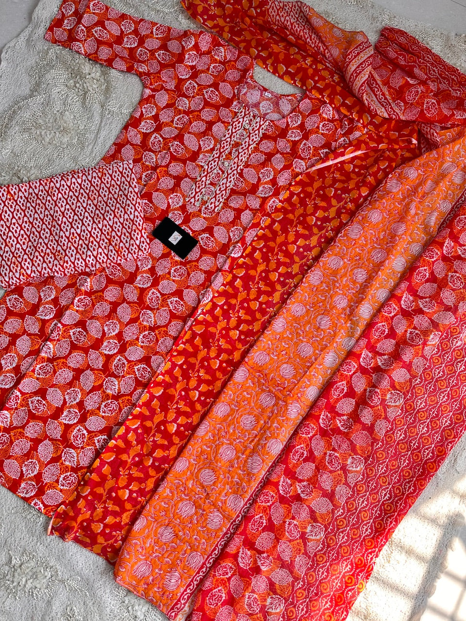 Pure HandBlock Cotton Kurti N Pant with Dupatta