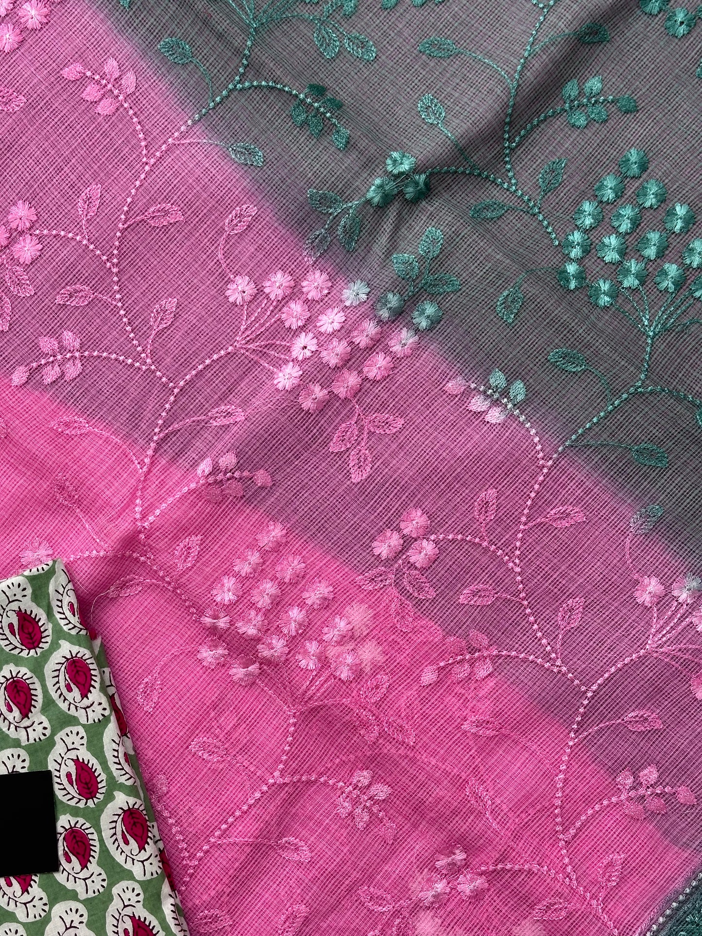 Embroidered Pure Kota Cotton Doria Saree