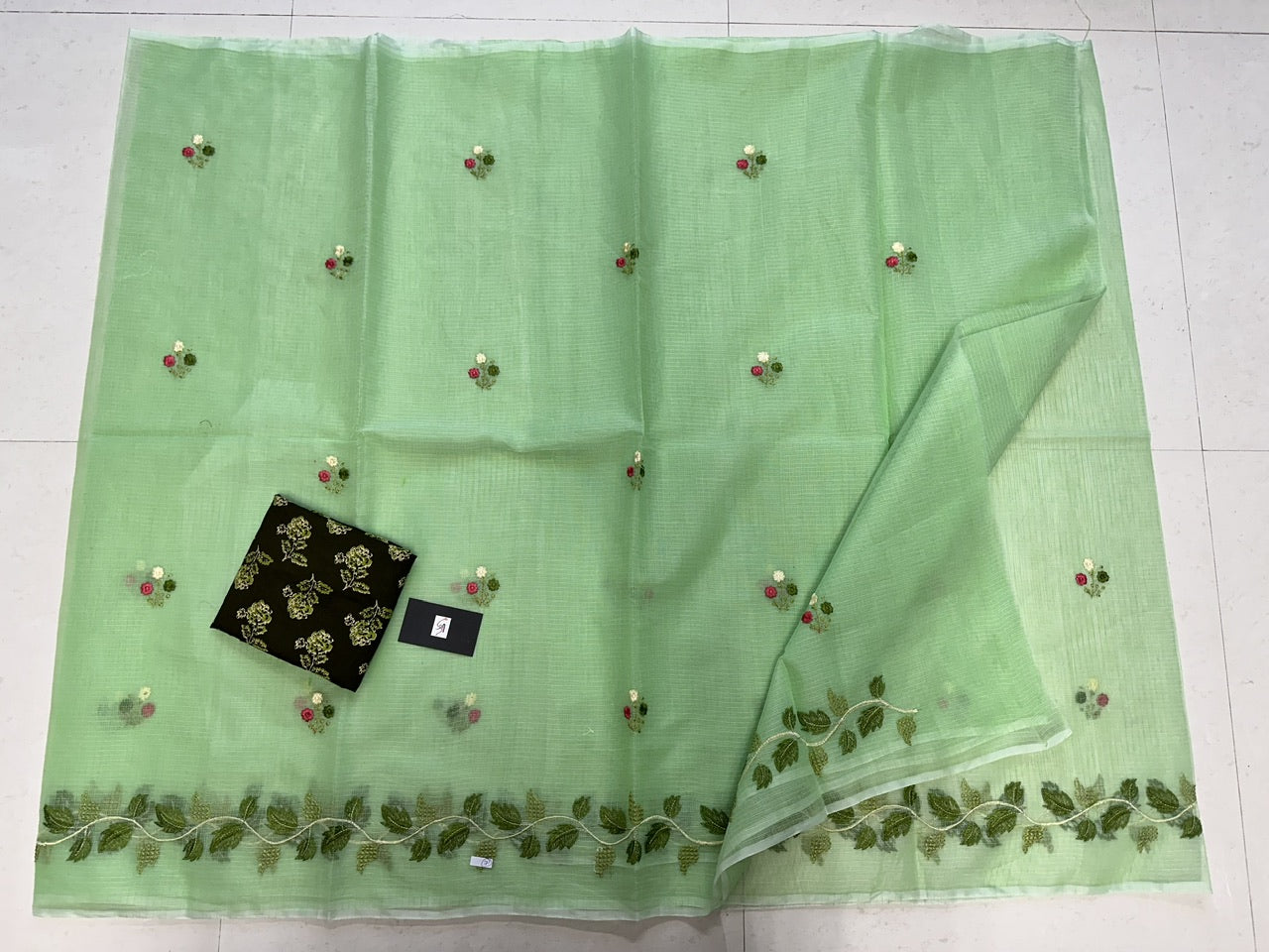 Embroidered Kota Cotton Doria Saree