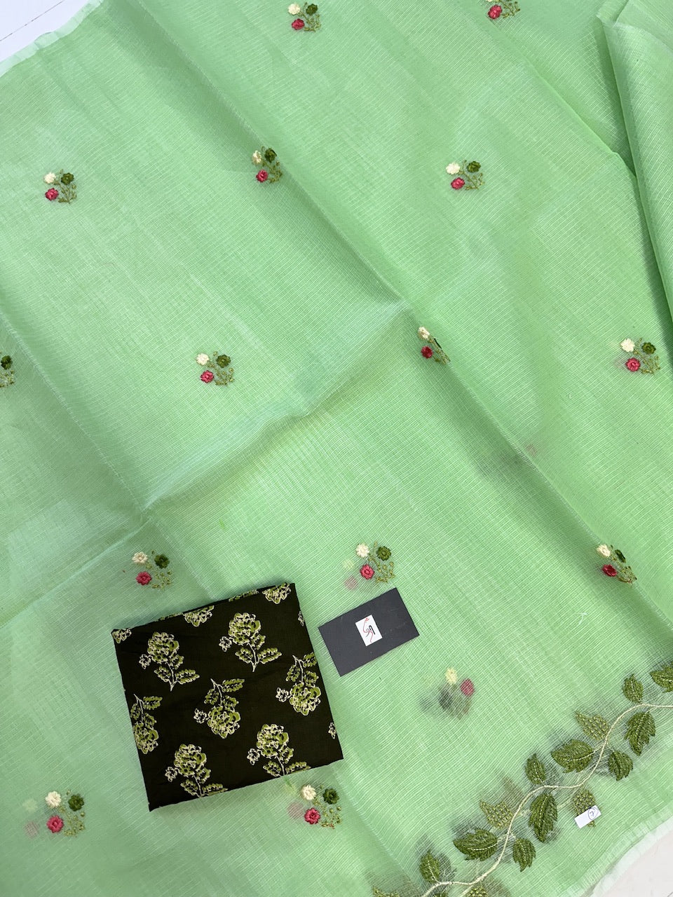 Embroidered Kota Cotton Doria Saree