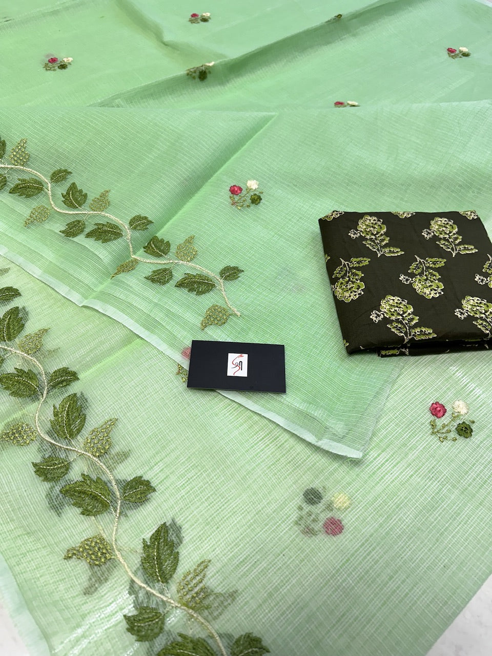 Embroidered Kota Cotton Doria Saree