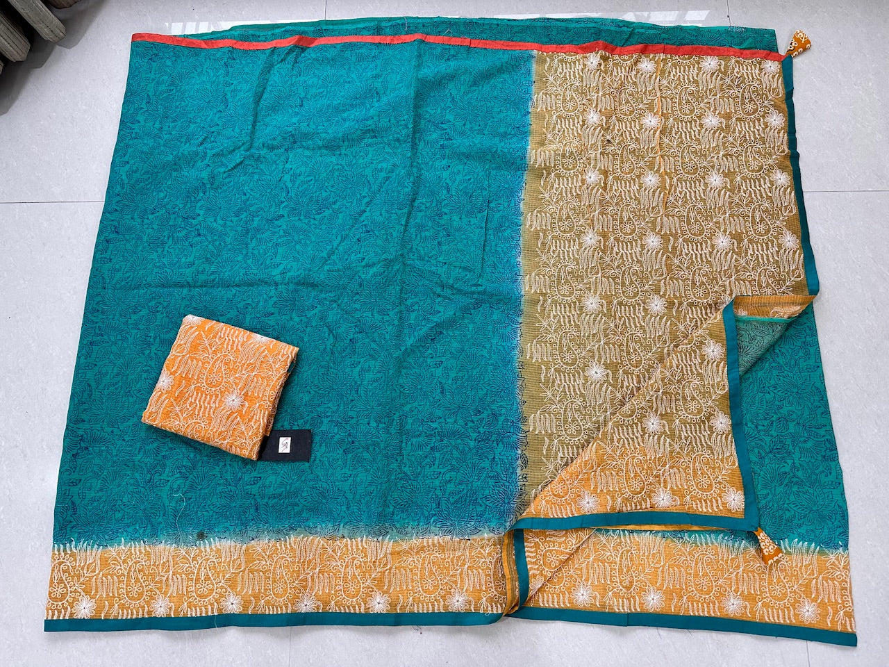 Pure Embroidered Kota Cotton Doria Saree