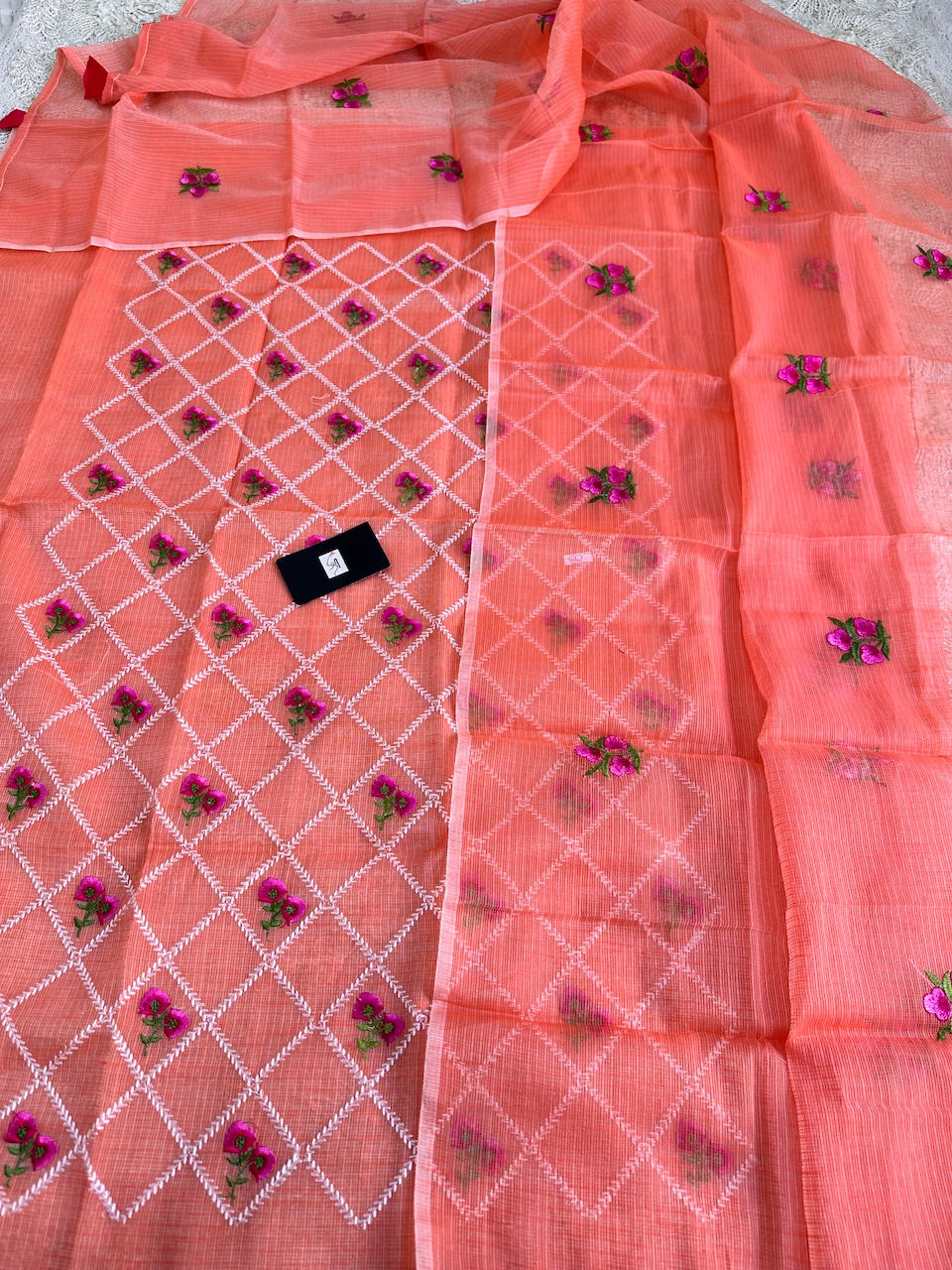 Embroidered Kota Cotton Doria Top N Dupatta (Suit)