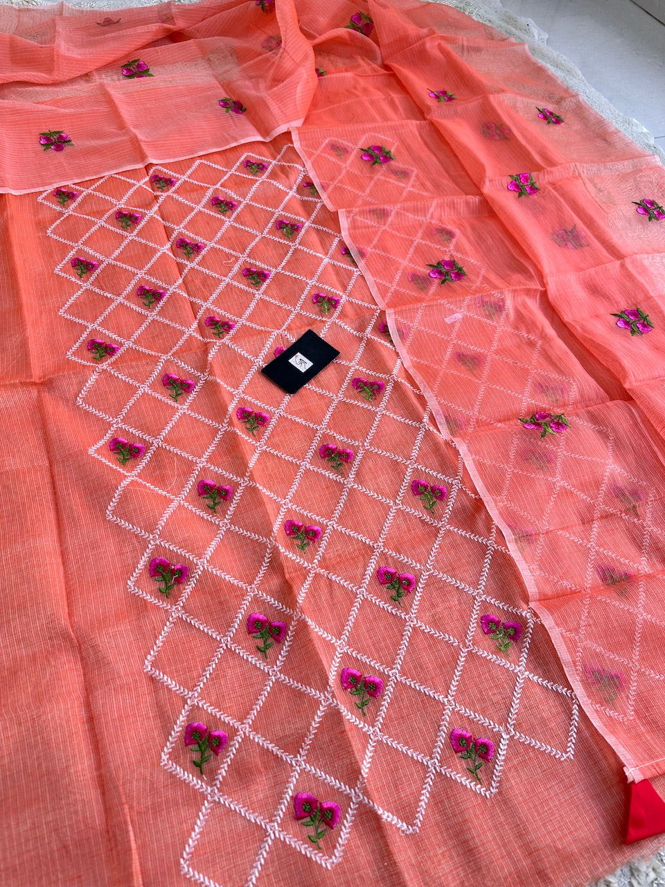 Embroidered Kota Cotton Doria Top N Dupatta (Suit)