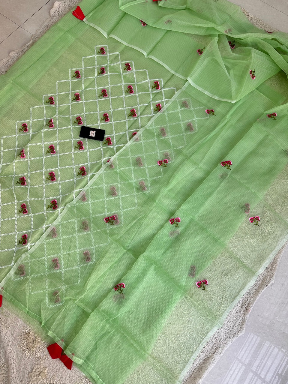 Embroidered Kota Cotton Doria Top N Dupatta (Suit)