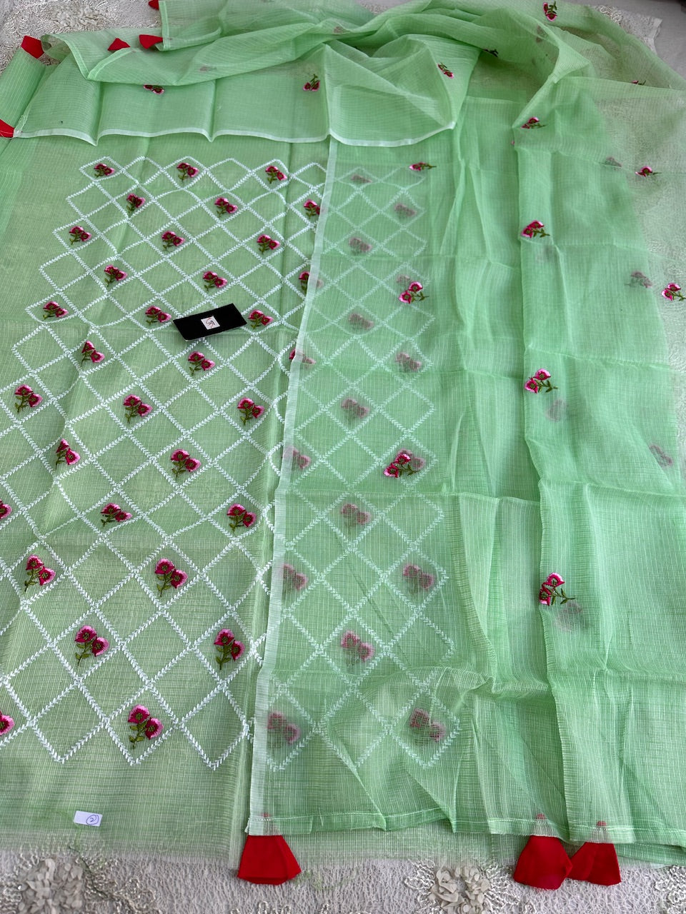 Embroidered Kota Cotton Doria Top N Dupatta (Suit)