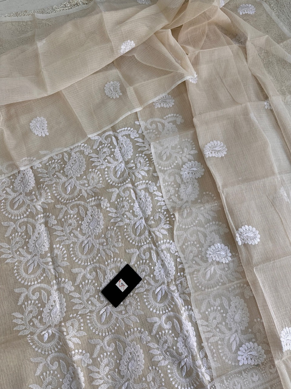 Embroidered Kota Cotton Doria Top N Dupatta (Suit)