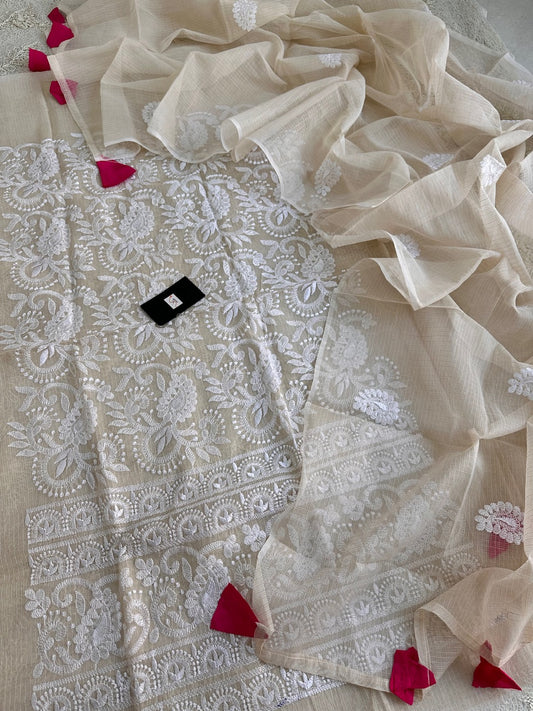 Embroidered Kota Cotton Doria Top N Dupatta (Suit)