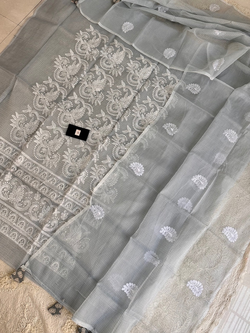 Embroidered Kota Cotton Doria Top N Dupatta (Suit)