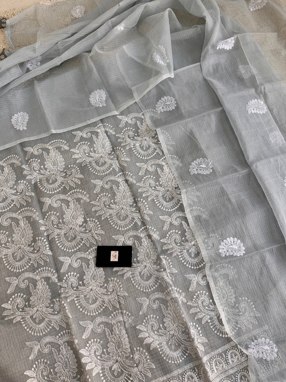 Embroidered Kota Cotton Doria Top N Dupatta (Suit)