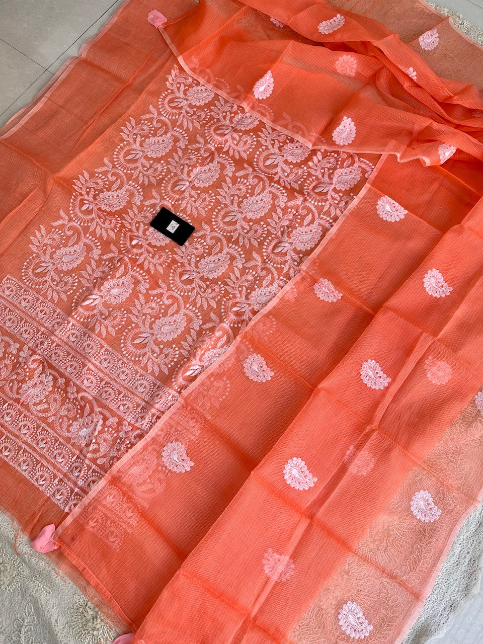 Embroidered Kota Cotton Doria Top N Dupatta (Suit)