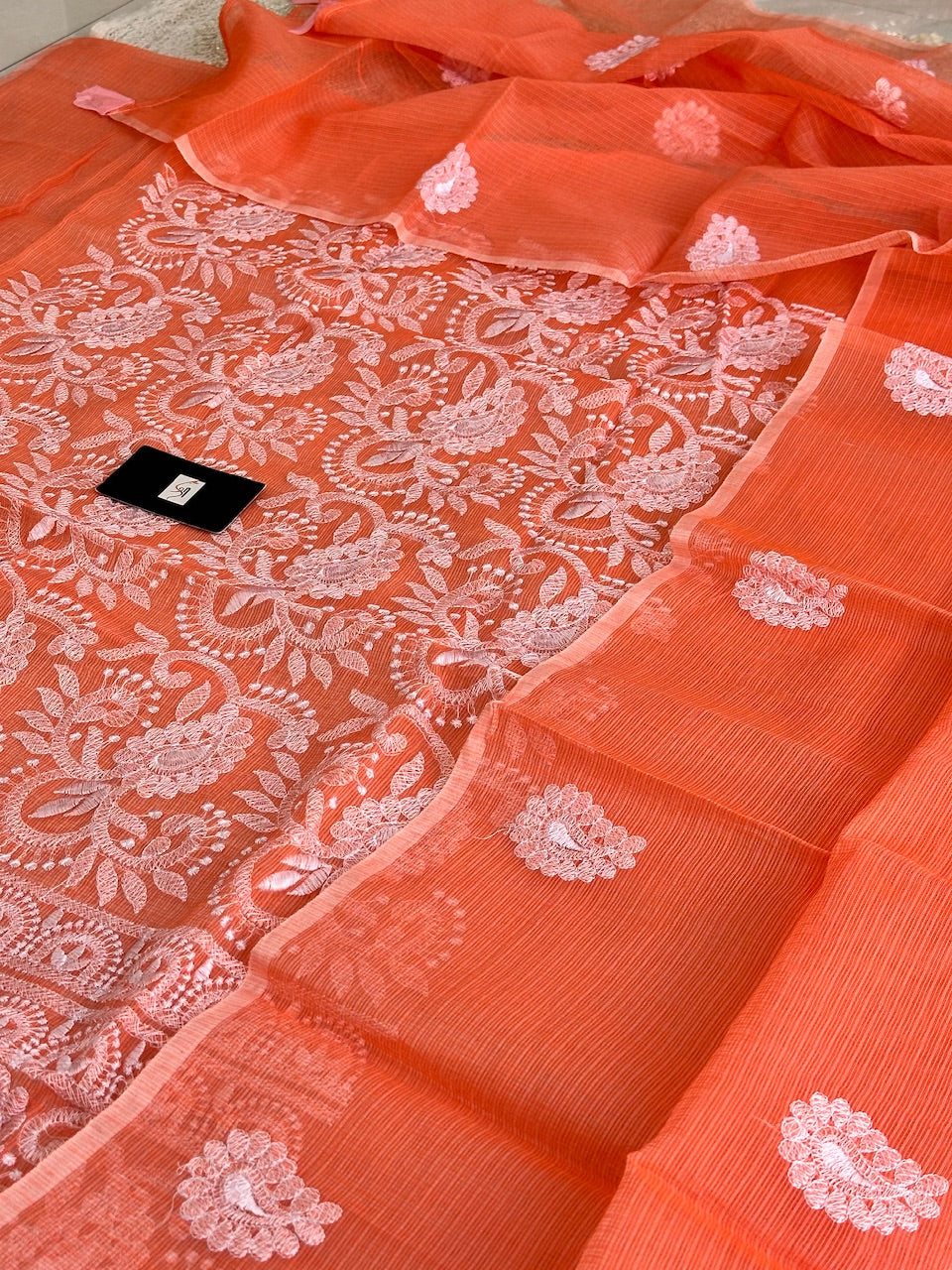 Embroidered Kota Cotton Doria Top N Dupatta (Suit)