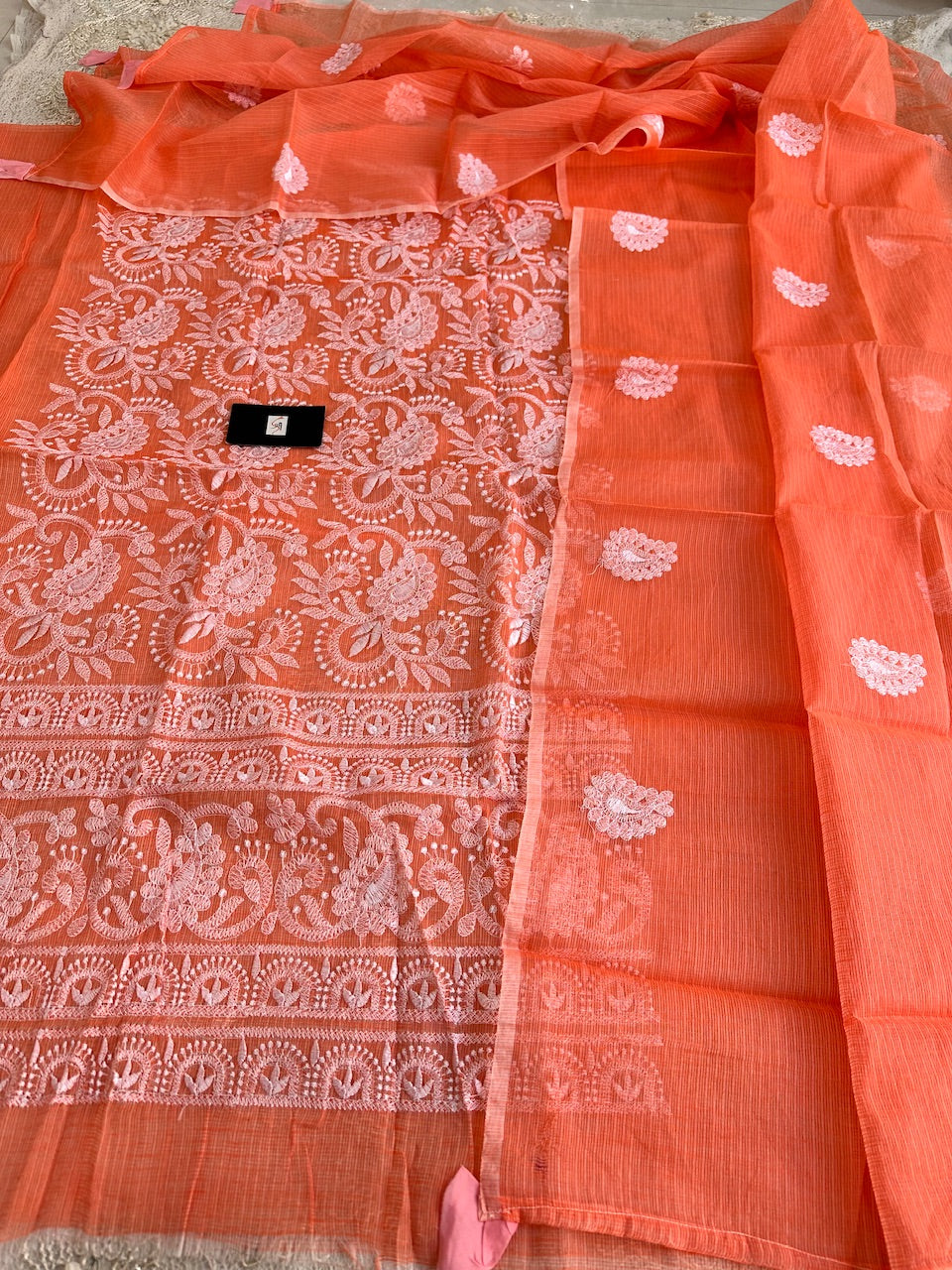 Embroidered Kota Cotton Doria Top N Dupatta (Suit)