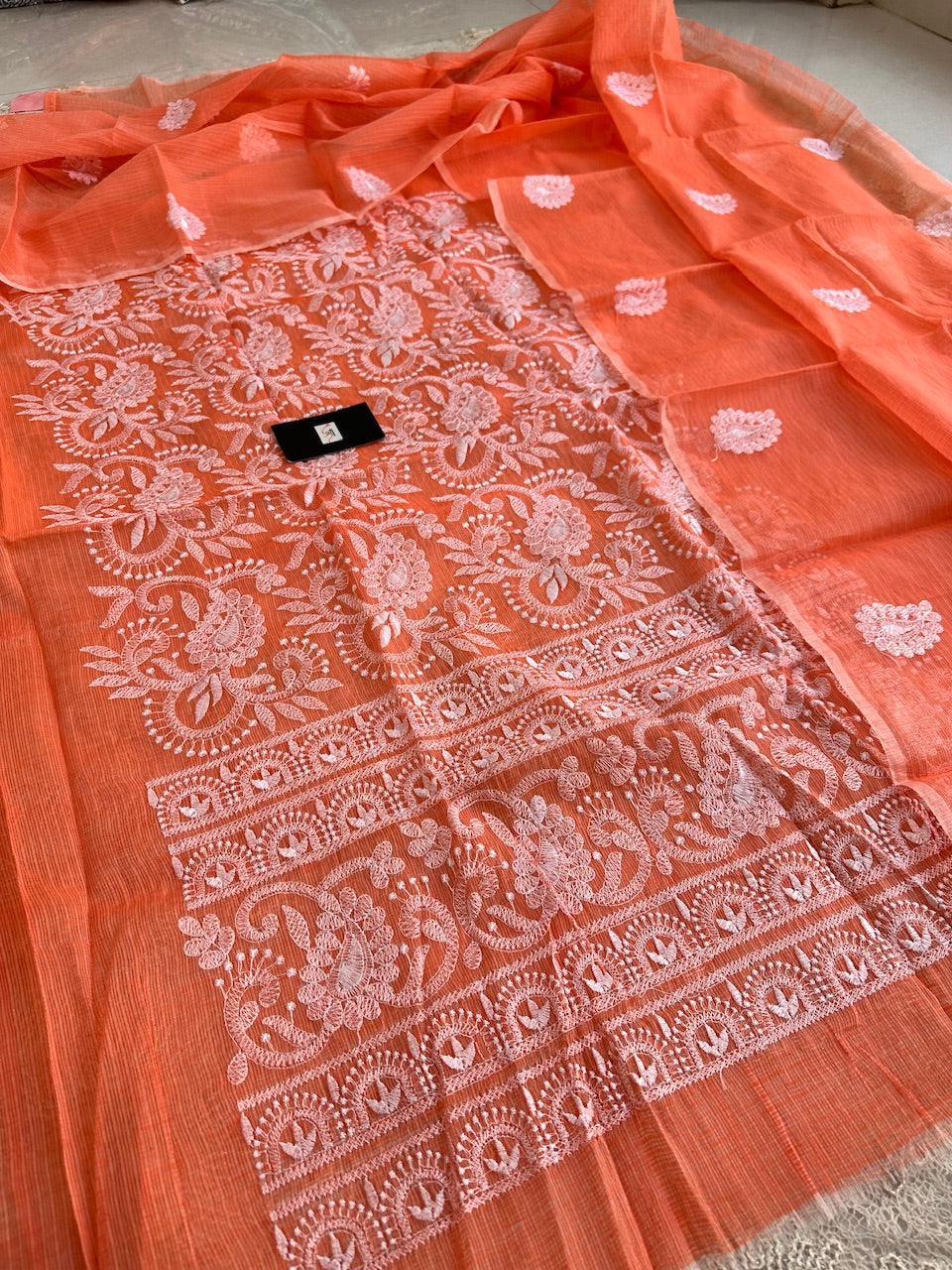 Embroidered Kota Cotton Doria Top N Dupatta (Suit)