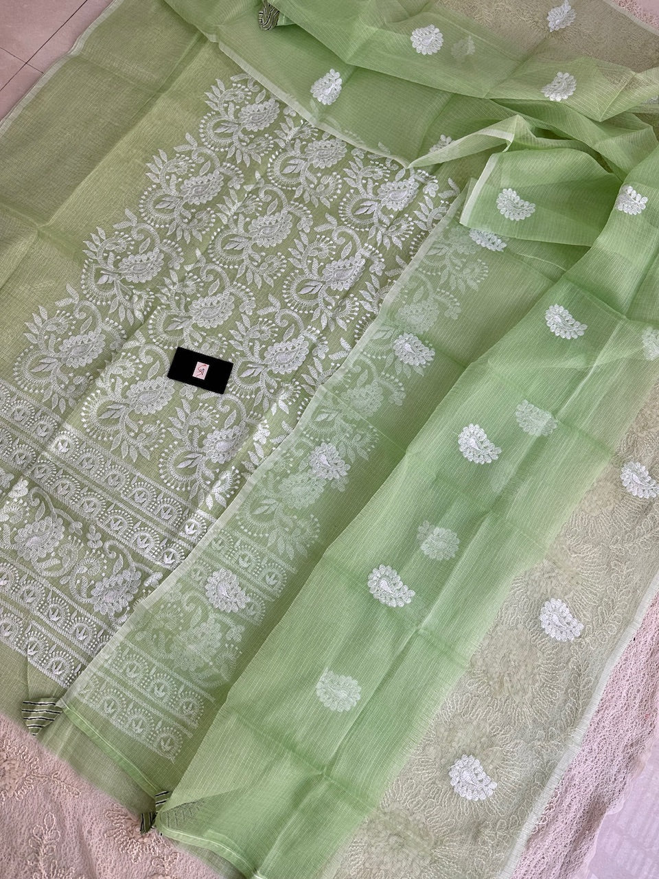 Embroidered Kota Cotton Doria Top N Dupatta (Suit)