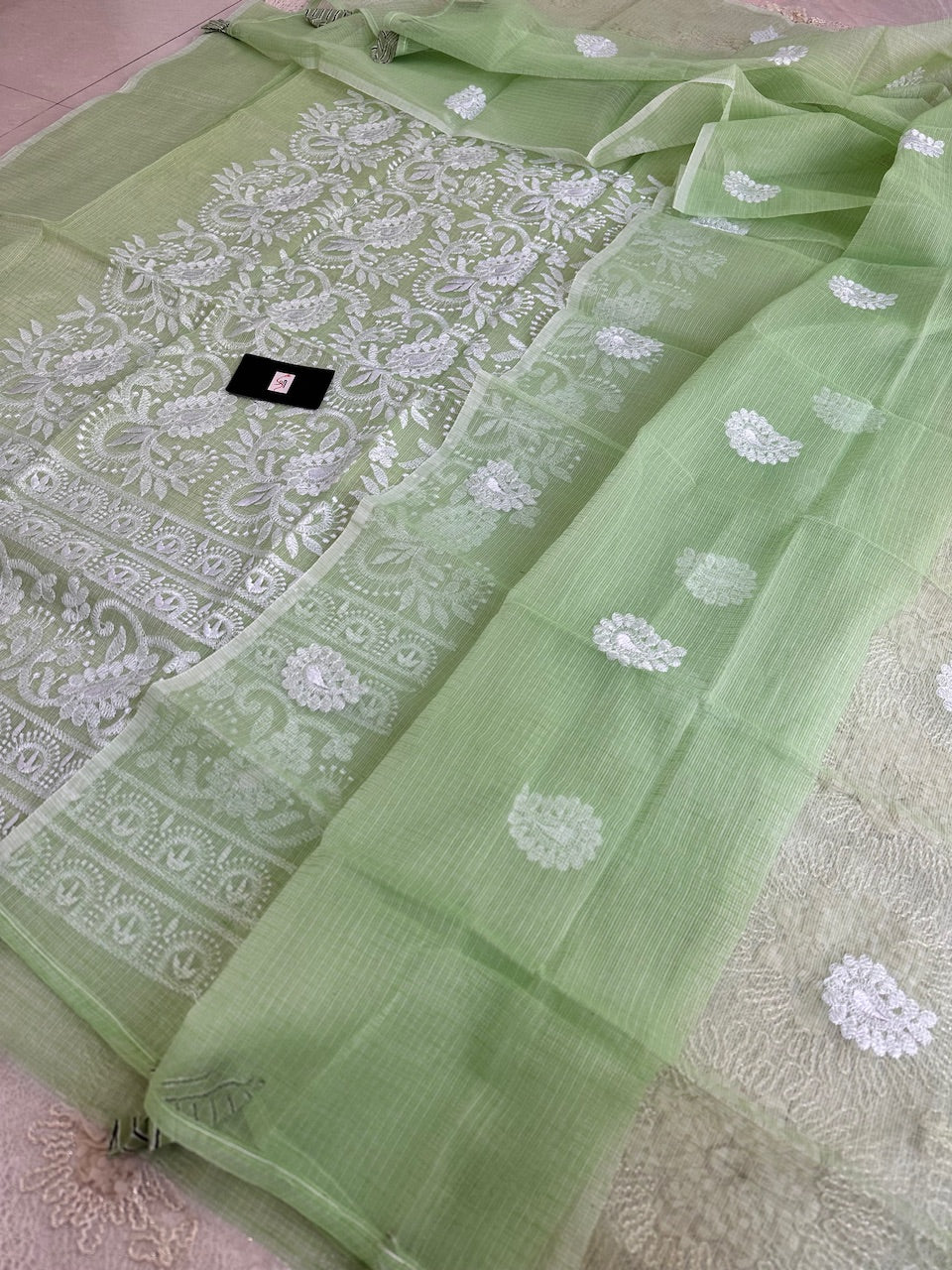 Embroidered Kota Cotton Doria Top N Dupatta (Suit)