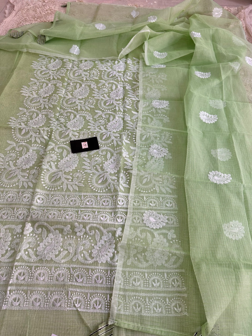 Embroidered Kota Cotton Doria Top N Dupatta (Suit)