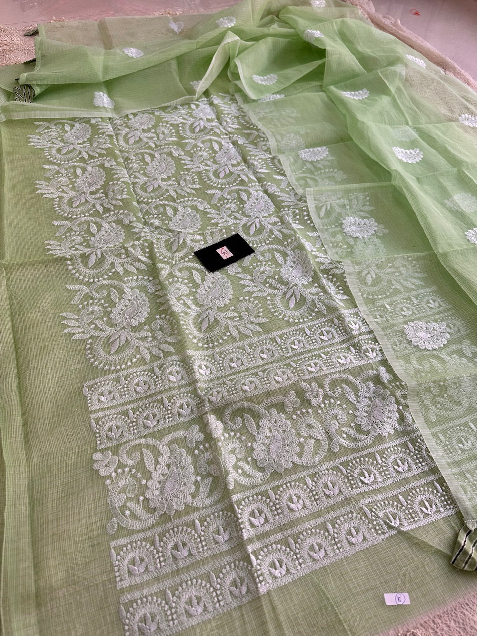 Embroidered Kota Cotton Doria Top N Dupatta (Suit)