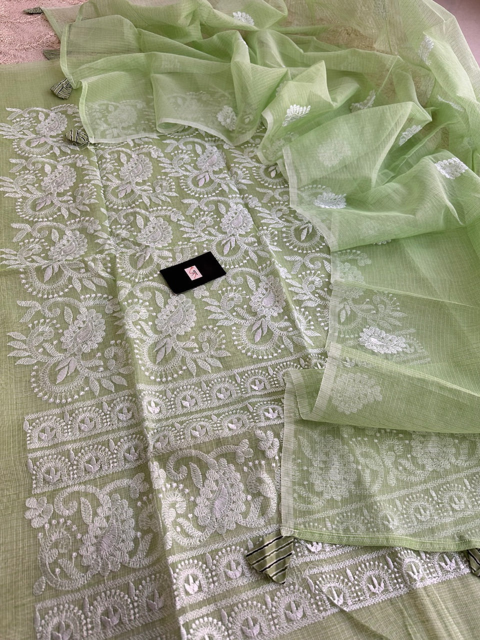 Embroidered Kota Cotton Doria Top N Dupatta (Suit)