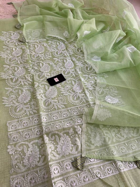 Embroidered Kota Cotton Doria Top N Dupatta (Suit)