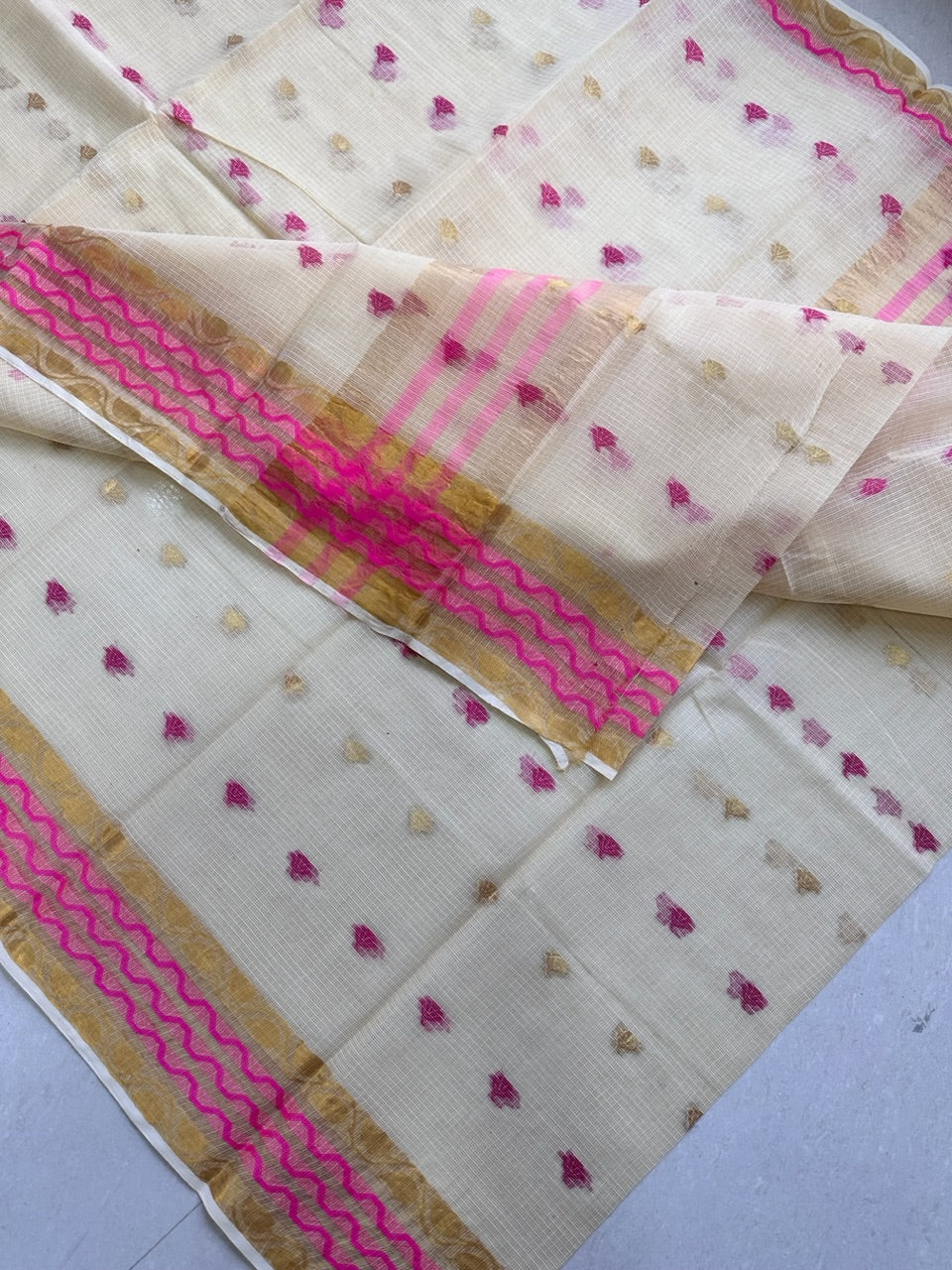 Pure Weaved Kota Cotton Doria Saree