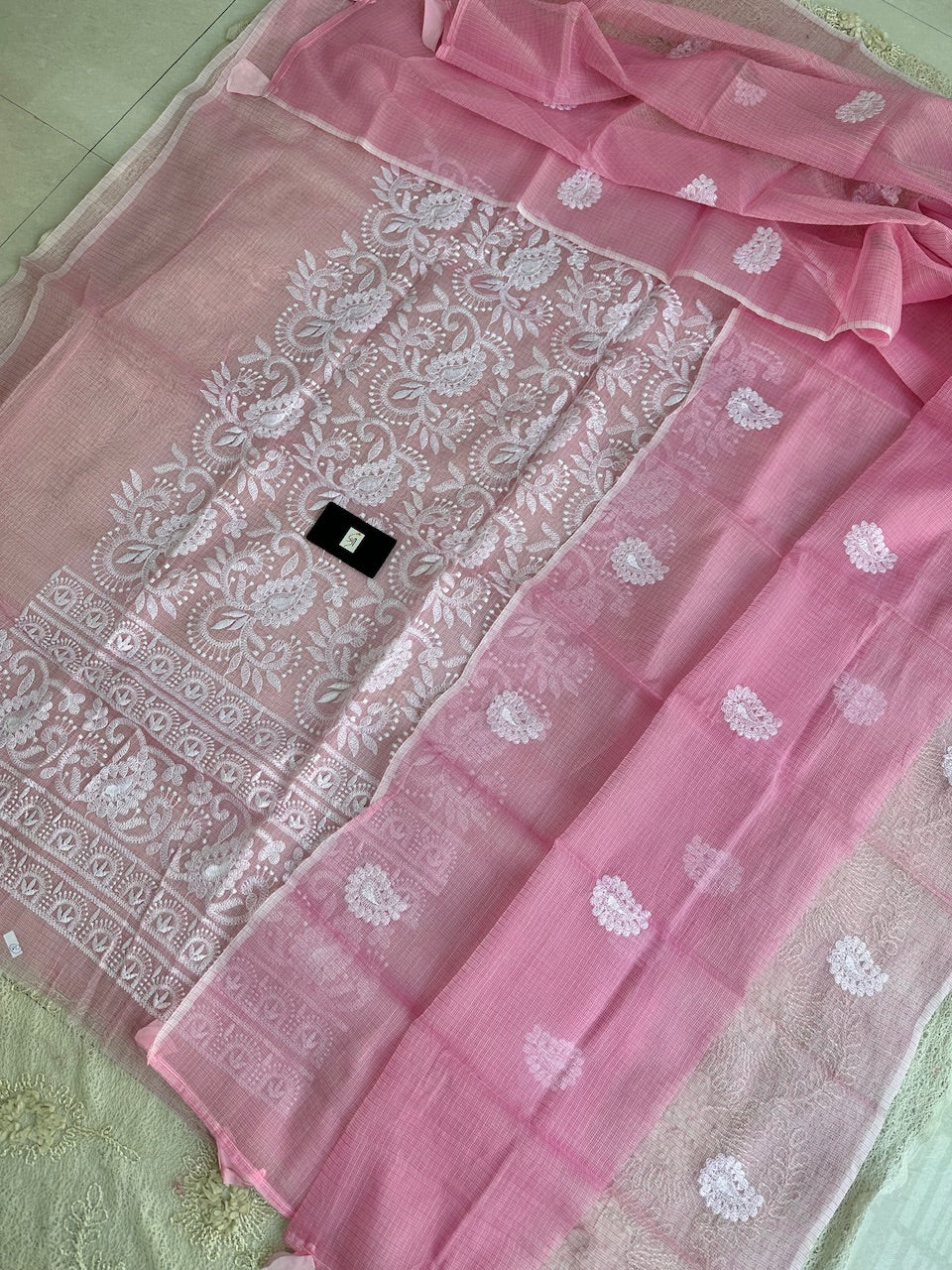 Embroidered Kota Cotton Doria Top N Dupatta (Suit)