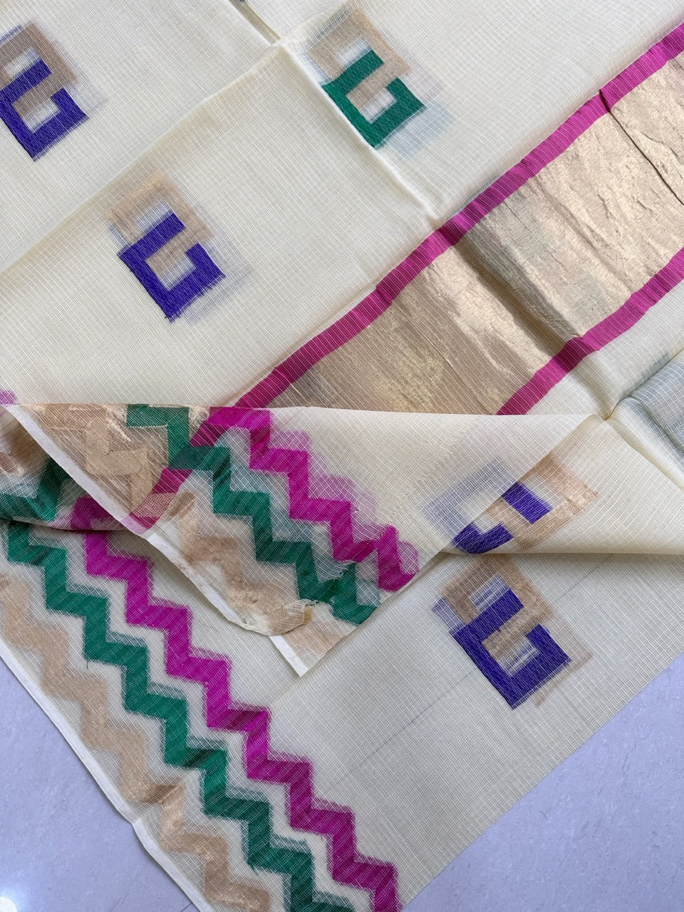 Pure Weaved Kota Cotton Doria Saree