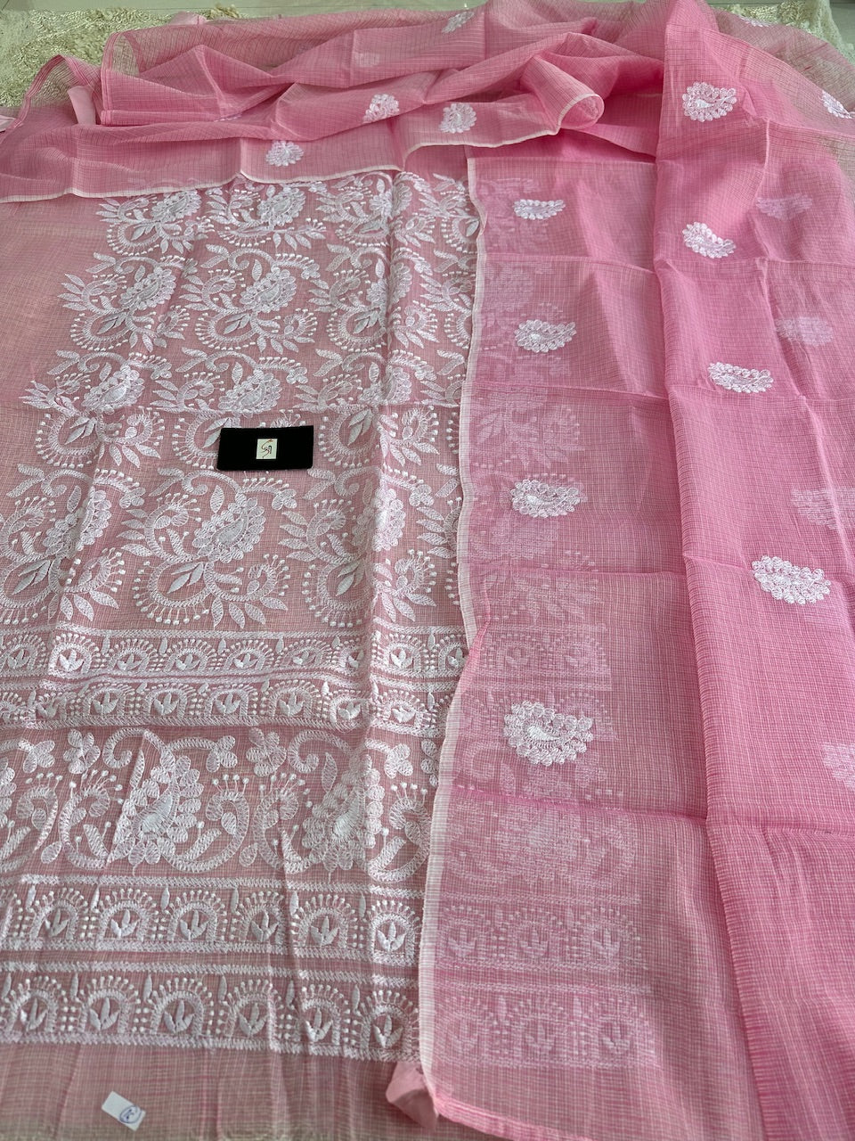 Embroidered Kota Cotton Doria Top N Dupatta (Suit)