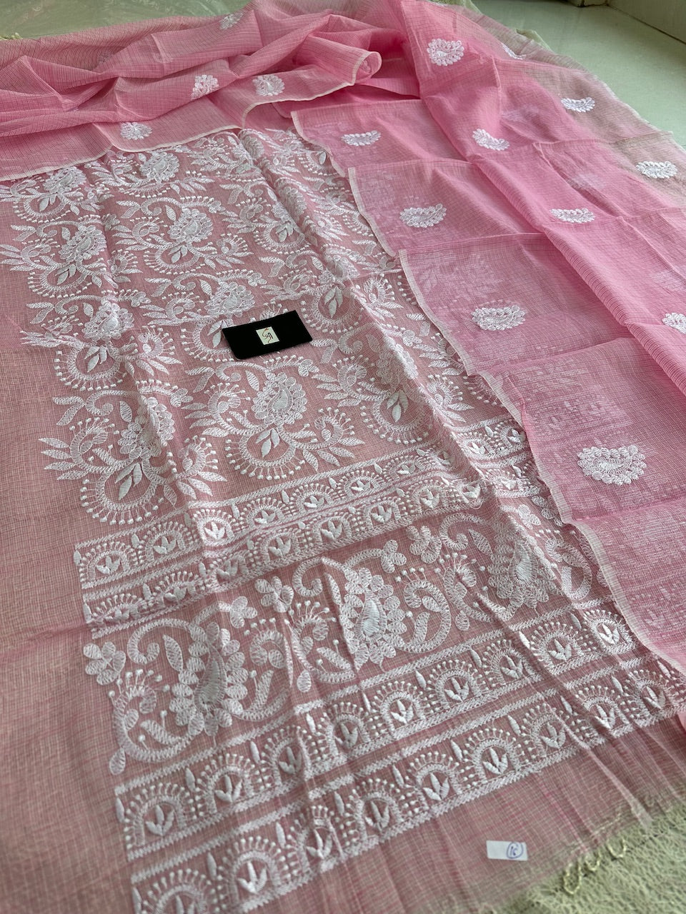 Embroidered Kota Cotton Doria Top N Dupatta (Suit)