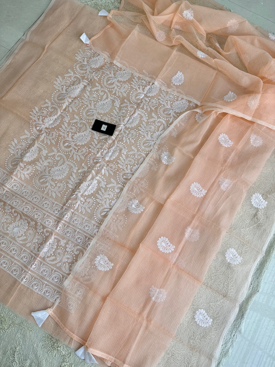 Embroidered Kota Cotton Doria Top N Dupatta (Suit)