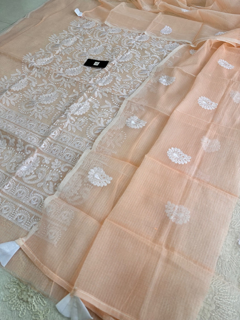 Embroidered Kota Cotton Doria Top N Dupatta (Suit)