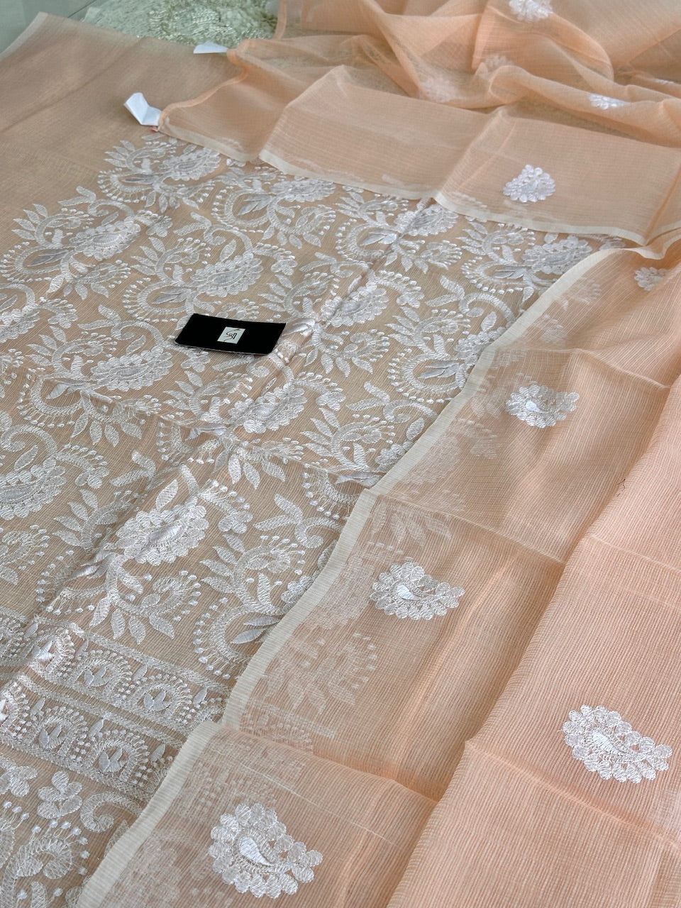 Embroidered Kota Cotton Doria Top N Dupatta (Suit)