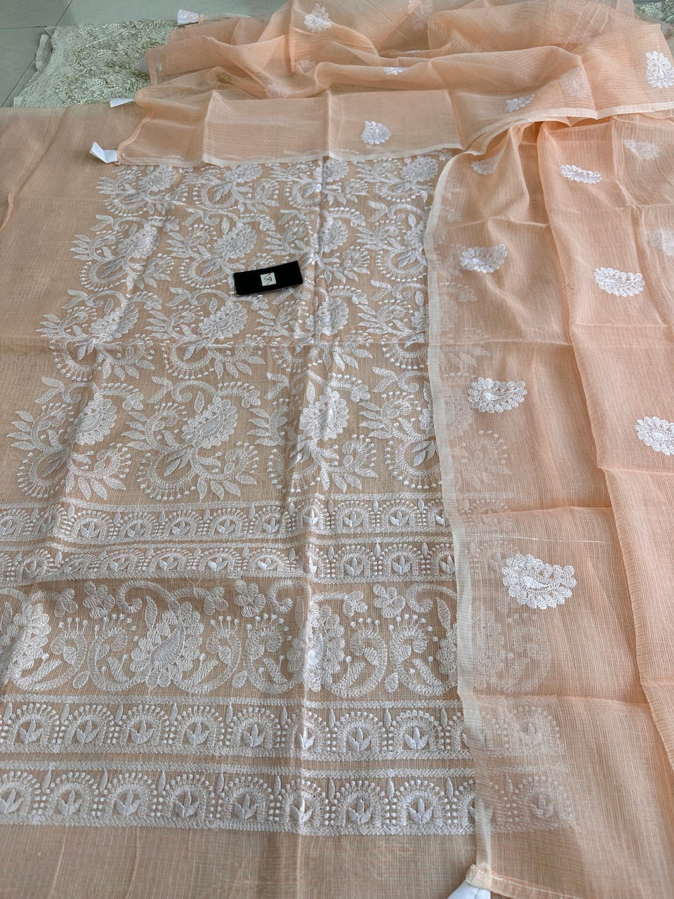 Embroidered Kota Cotton Doria Top N Dupatta (Suit)