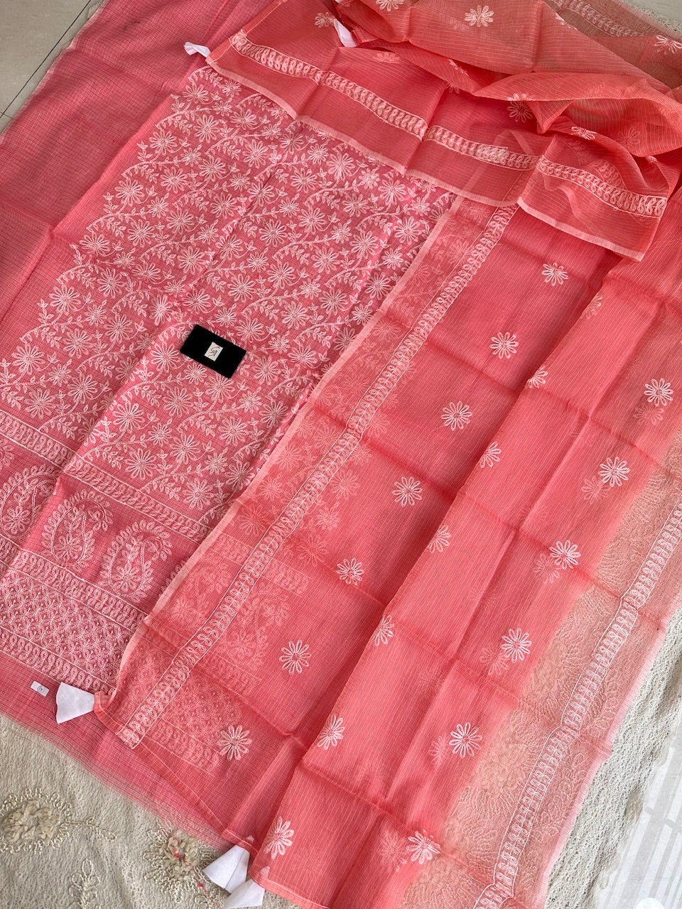 Embroidered Kota Cotton Doria Top N Dupatta (Suit)